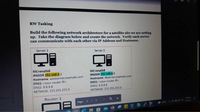 Rw Tasking Build The Following Network Architecture For A Satellite Site We Are Setting Up Take The Diagram Below And C 1