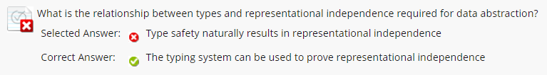 What Is The Relationship Between Types And Representational Independence Required For Data Abstraction Selected Answer 1
