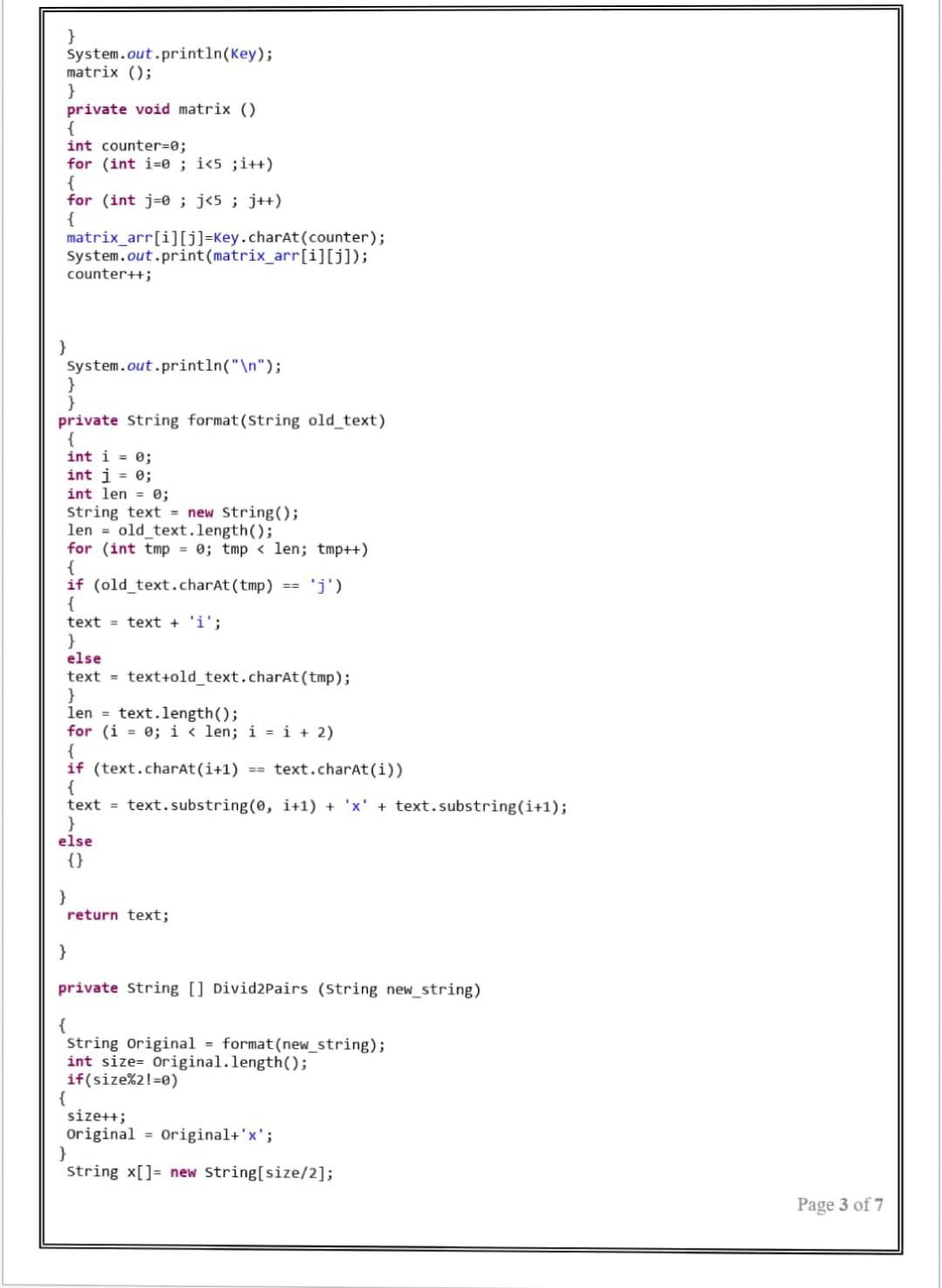 Course Name Information Security Classic Ciphers Substitution Encryption With Playfair Cipher Bellows A Java Code Of 2