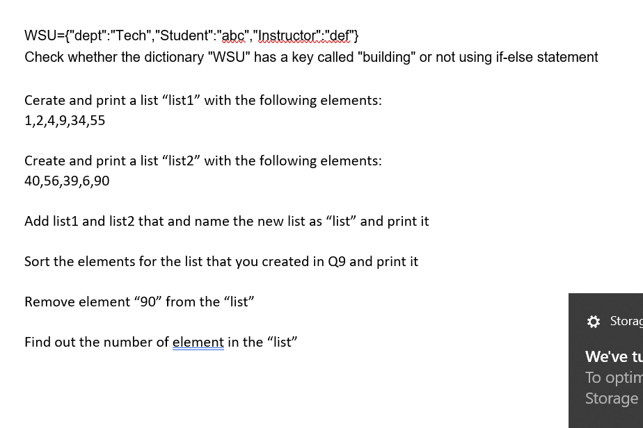 I Need Help With A List Of Basic Python List Instructions Will Upvote 1