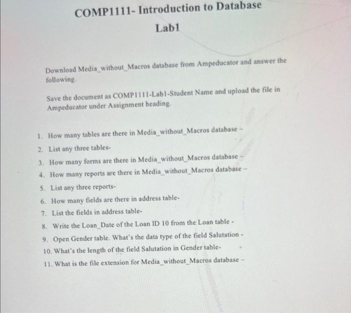 1 How Many Tables Are There In Media Without Macros Database 2 List Any Three Tables 3 How Many Forms Are There In 3