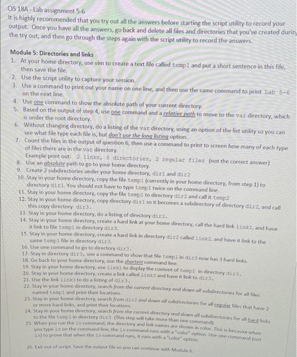 Cis 18a Lab Assignment 5 6 It Is Highly Recommended That You Try Out All The Answers Before Starting The Script Utilit 1