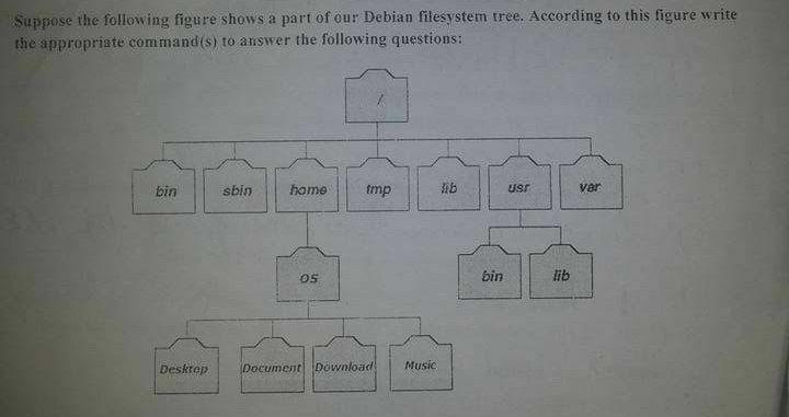 Suppose The Following Figure Shows A Part Of Our Debian Filesystem Tree According To This Figure Write The Appropriate 1