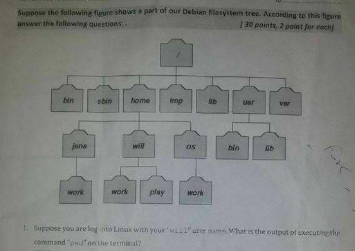 Suppose The Following Figure Shows A Part Of Our Debian Filesystem Tree According To This Figure Write The Appropriate 2