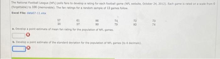 The National Football League Nfl Polls Fans To Develop A Rating For Each Football Game Nf Website October 24 2012 1