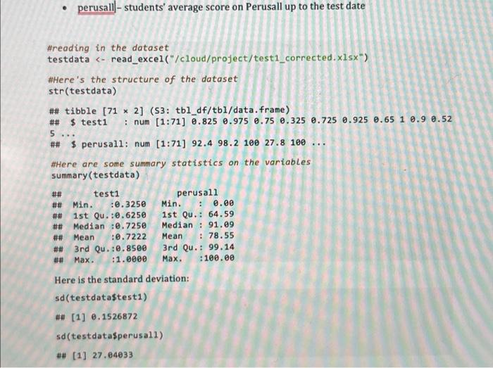 Perusalll Students Average Score On Perusall Up To The Test Date 5 Reading In The Dataset Testdata Read Exc 1
