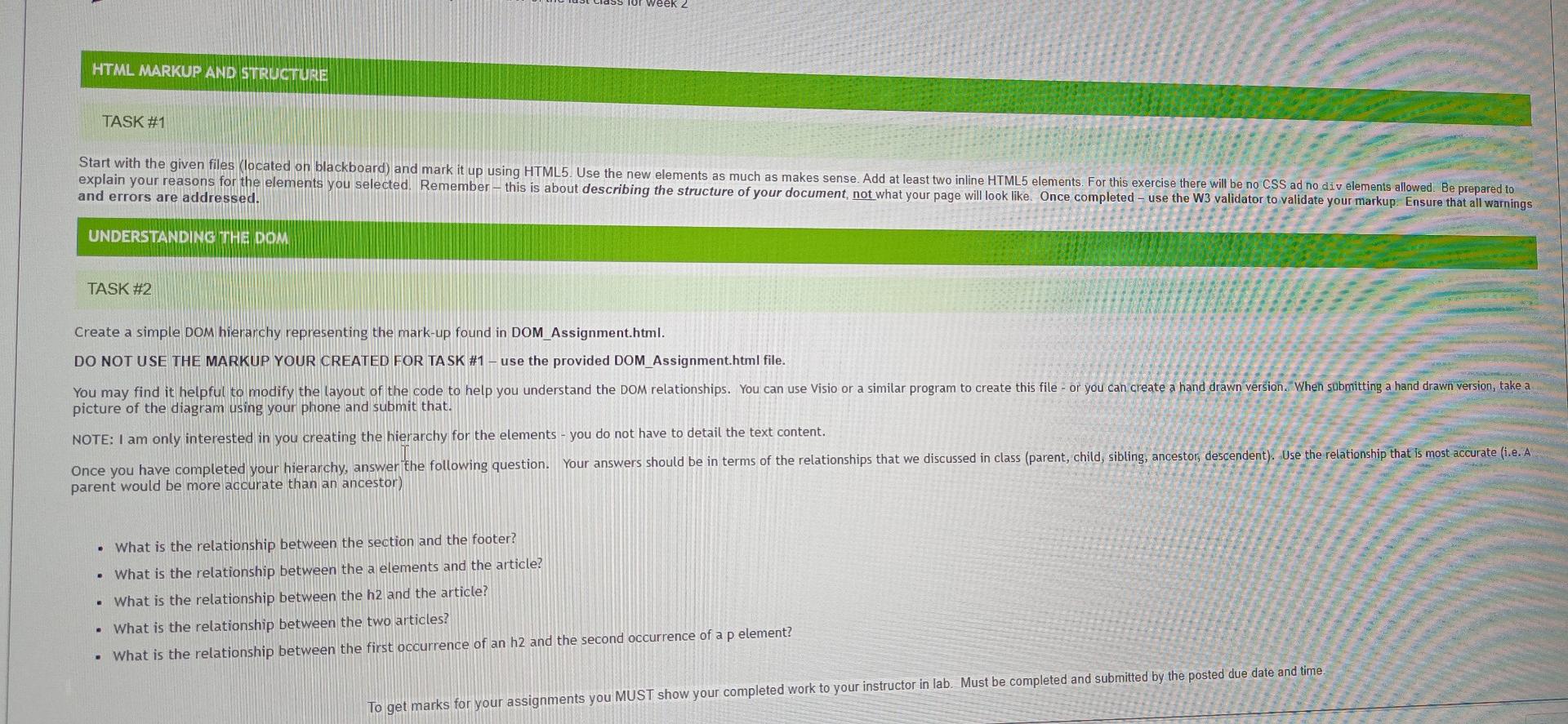 Week Html Markup And Structure Task 1 Start With The Given Files Located On Blackboard And Mark It Up Using Html5 Use 1