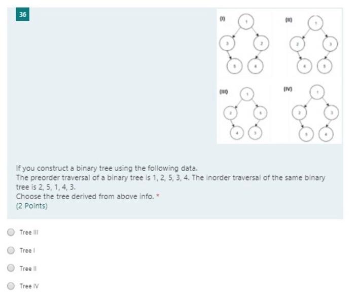 36 10 1 Ch It If You Construct A Binary Tree Using The Following Data The Preorder Traversal Of A Binary Tree Is 1 2 1