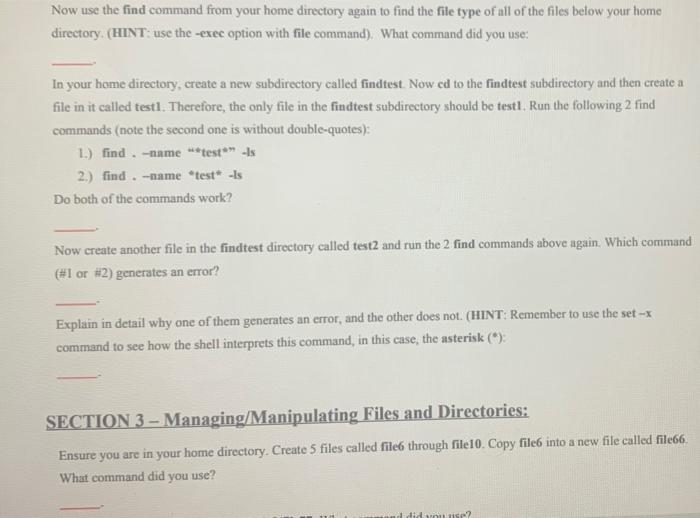 For The Following Exercises Log Into Any One Of The Student Accounts Use The Man Pages Online Help If You Need Comma 5