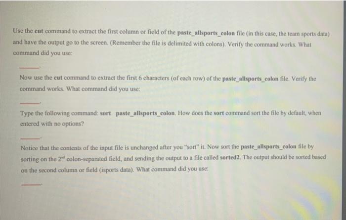 For The Following Exercises Log Into Any One Of The Student Accounts Use The Man Pages Online Help If You Need Comma 8