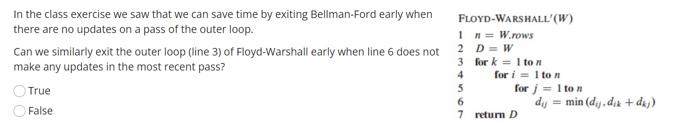 In The Class Exercise We Saw That We Can Save Time By Exiting Bellman Ford Early When There Are No Updates On A Pass Of 1