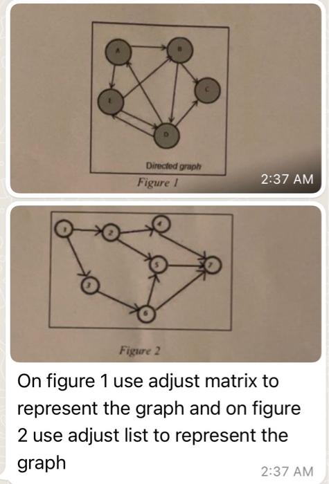 Directed Graph Figure 2 37 Am Figure 2 On Figure 1 Use Adjust Matrix To Represent The Graph And On Figure 2 Use Adjust 1
