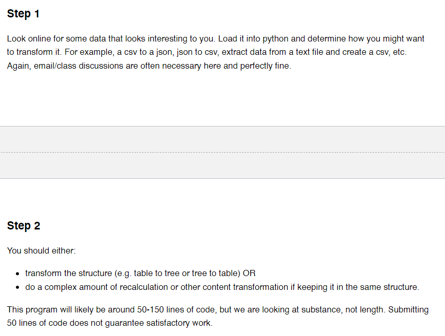 Step 1 Look Online For Some Data That Looks Interesting To You Load It Into Python And Determine How You Might Want To 1