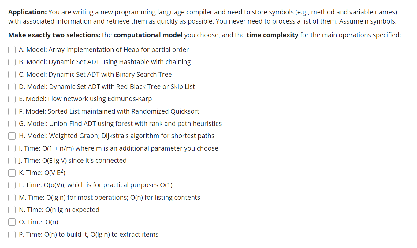 Application You Are Writing A New Programming Language Compiler And Need To Store Symbols E G Method And Variable Na 1
