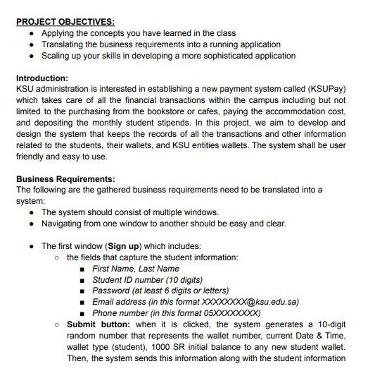 Project Objectives Applying The Concepts You Have Learned In The Class Translating The Business Requirements Into A R 1