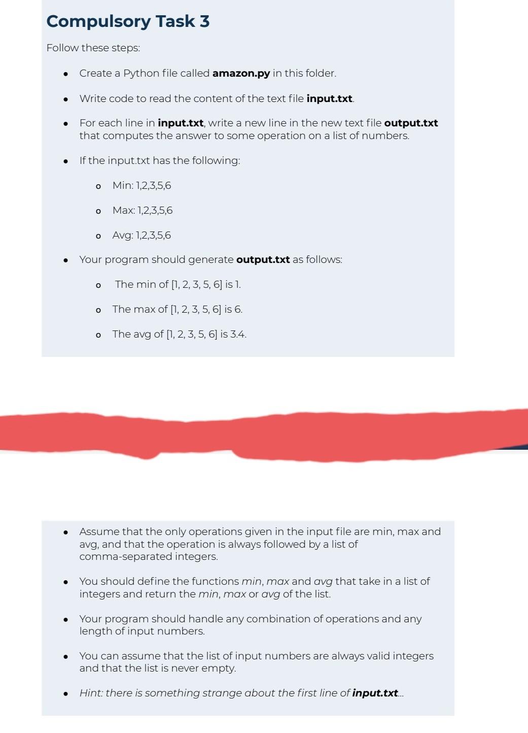 Compulsory Task 3 Follow These Steps Create A Python File Called Amazon Py In This Folder Write Code To Read The Con 1