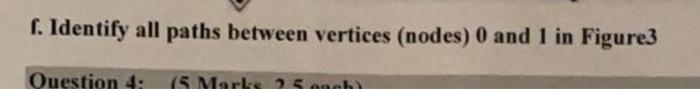 F Identify All Paths Between Vertices Nodes 0 And 1 In Figure3 Question 4 5 Marks 25 Nah Figure 2 Consider The Gra 1