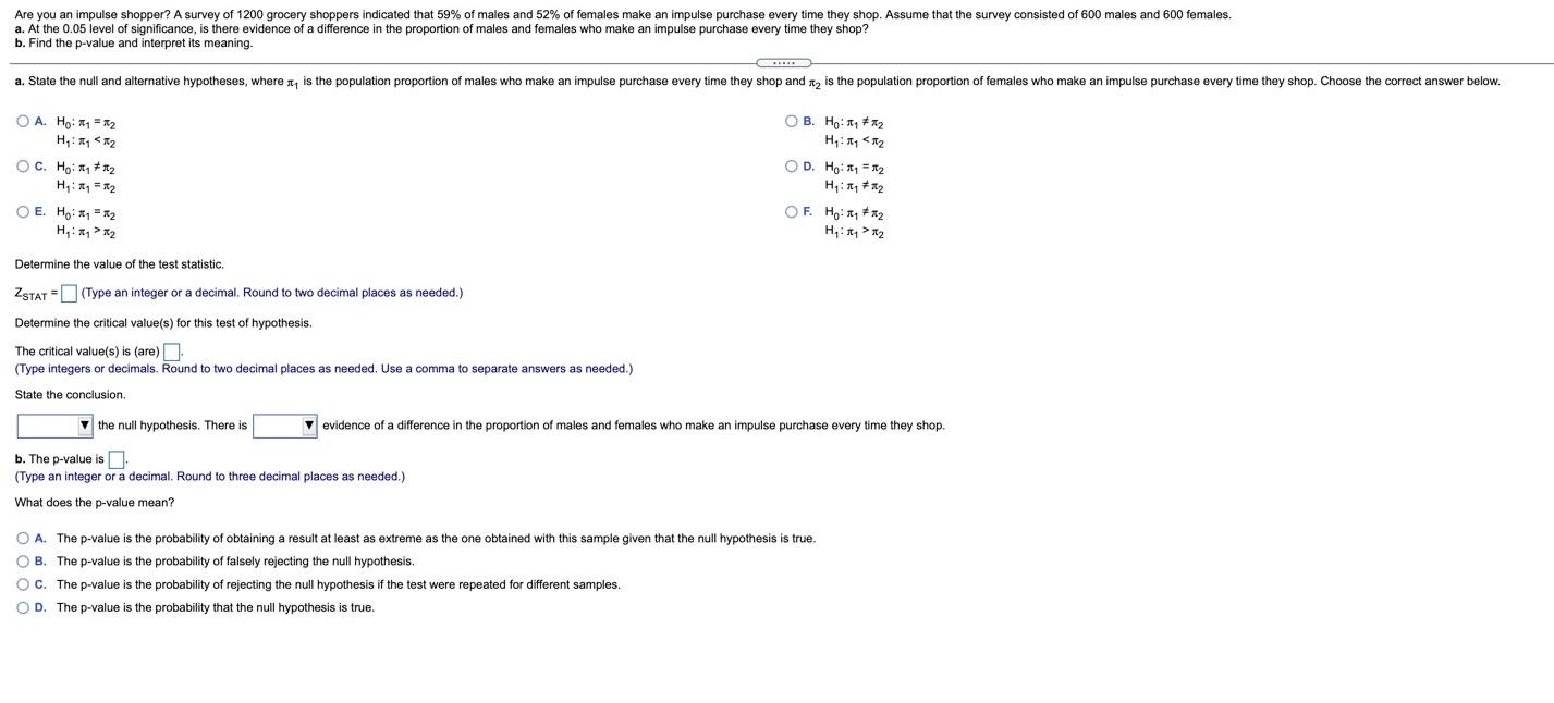 Are You An Impulse Shopper A Survey Of 1200 Grocery Shoppers Indicated That 59 Of Males And 52 Of Females Make An Imp 1