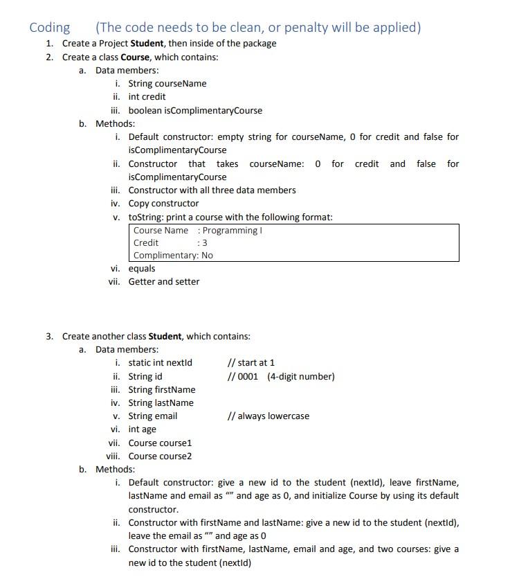 Could Someone Do This Program For Me Could You Please At A Main Class So 3 Classes Where I Will Test The Program 1