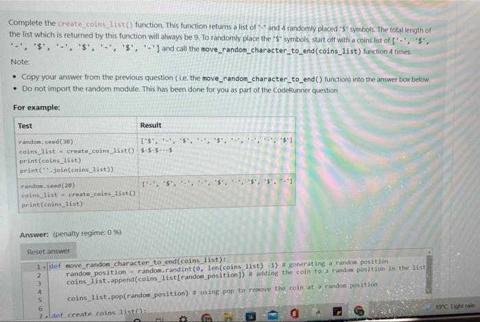 Second Part Create Coins List Need Help With It Example In The Photo 2