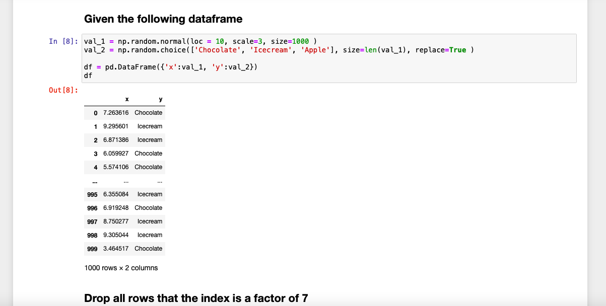 Given The Following Dataframe In 8 Val 1 Np Random Normal Loc 10 Scale 3 Size 1000 Val 2 Np Random Choice 1