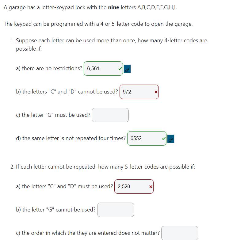 A Garage Has A Letter Keypad Lock With The Nine Letters A B C D E F G H I The Keypad Can Be Programmed With A 4 Or 5 Le 1