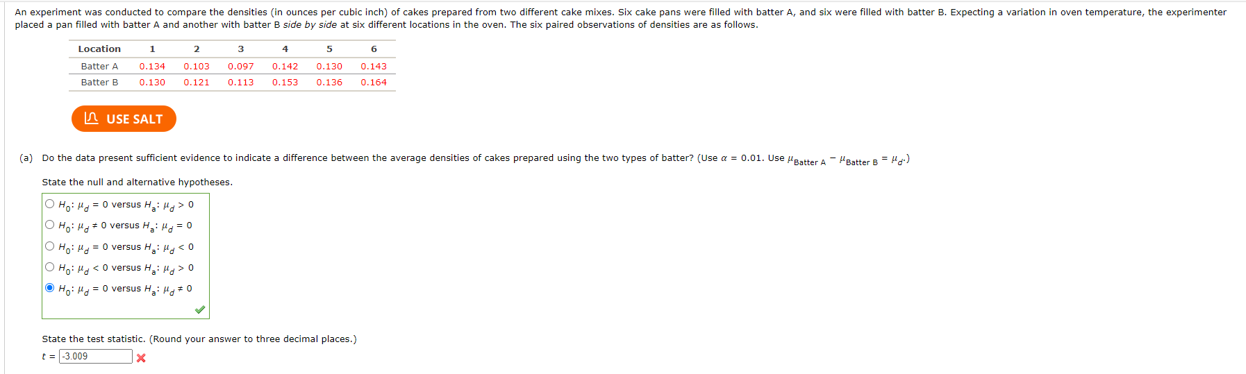 Solve For Test Statistic T 1