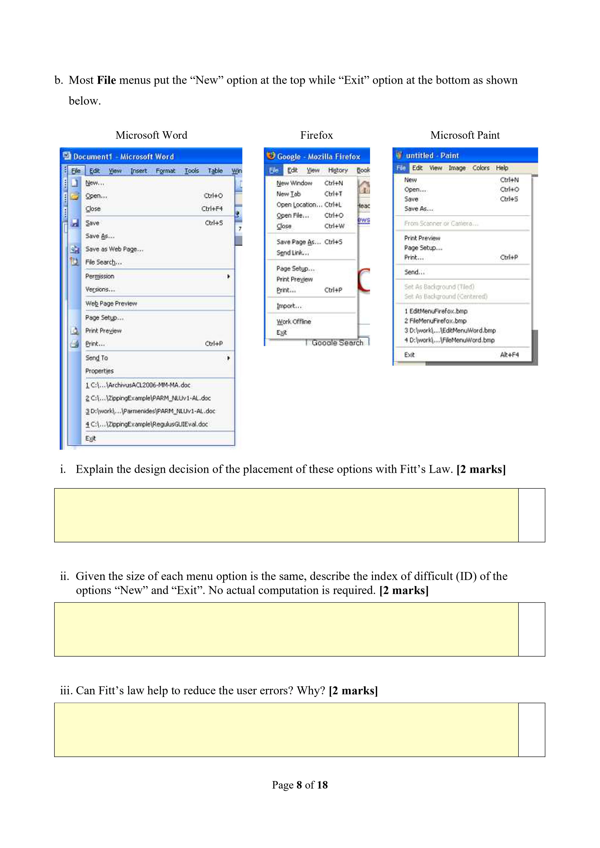 B Most File Menus Put The New Option At The Top While Exit Option At The Bottom As Shown Below Microsoft Word Fire 1