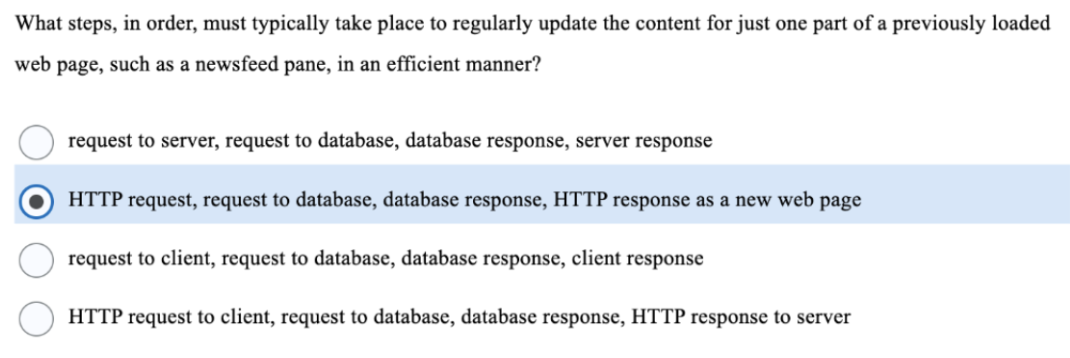 What Steps In Order Must Typically Take Place To Regularly Update The Content For Just One Part Of A Previously Loaded 1