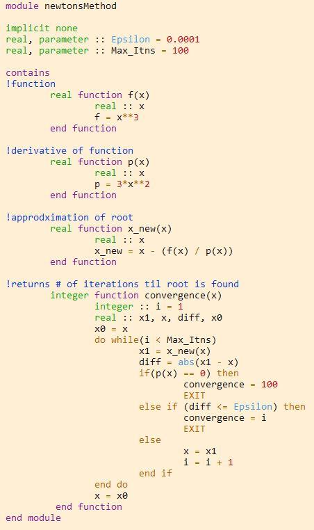 Language Fortran 90 Question How Do I Fix My Code For Newton S Method In Fortran 90 To Print The Correct Values And 1