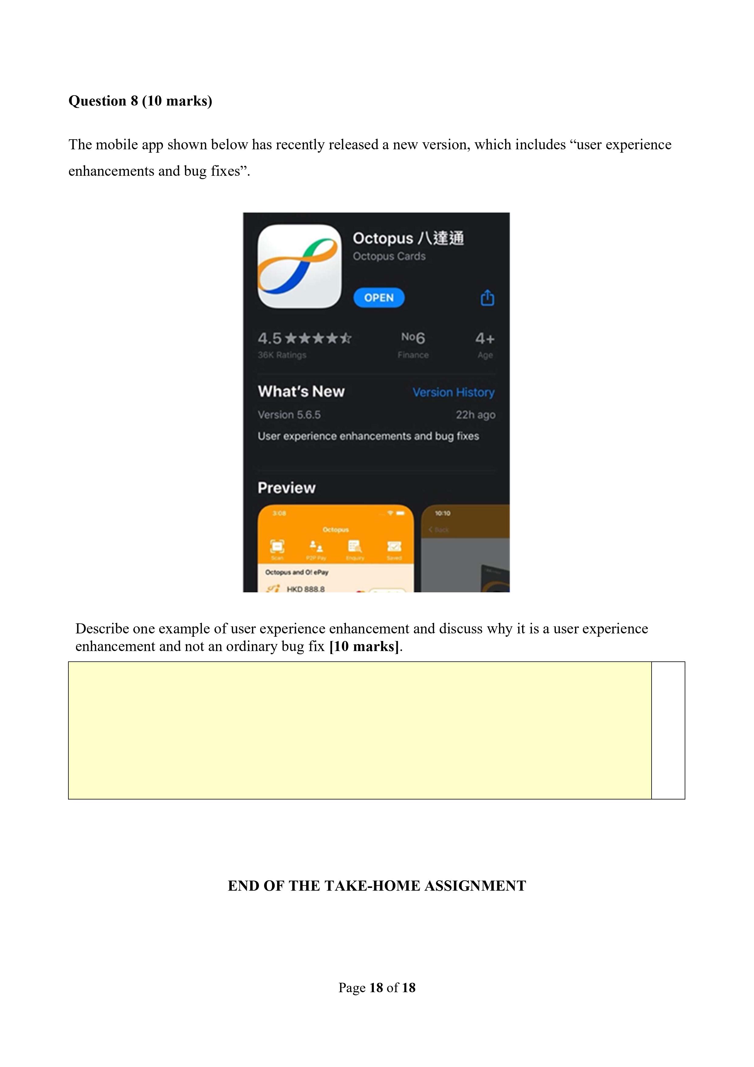 Question 8 10 Marks The Mobile App Shown Below Has Recently Released A New Version Which Includes User Experience En 1