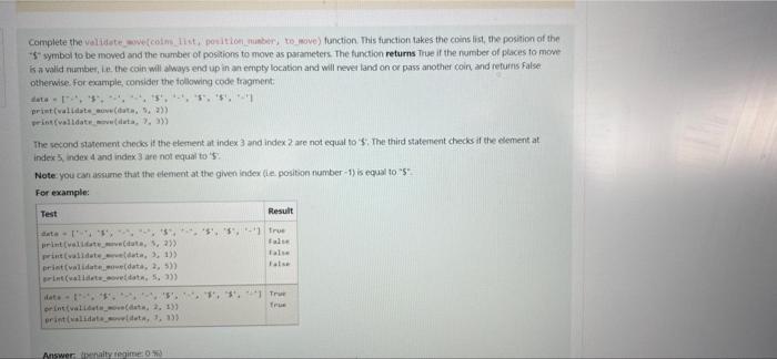 Coin Strip Photo Of Question Below I Have Done The Code But It Doesnt Pass All Tests Shown In Thr Photos 5