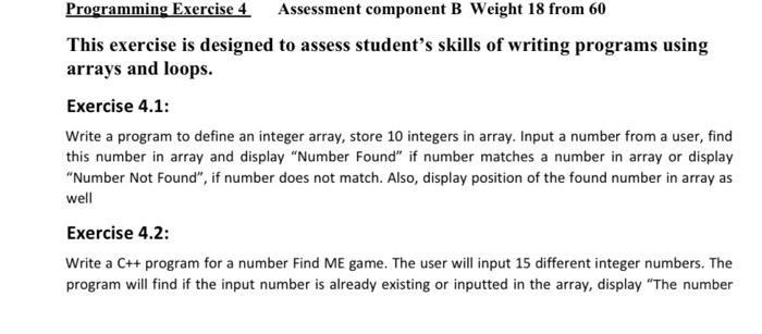 Programming Exercise 4 Assessment Component B Weight 18 From 60 This Exercise Is Designed To Assess Student S Skills Of 1