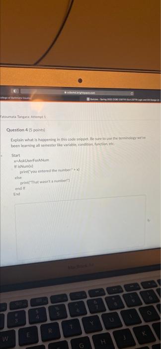 D G Fatturata Tangara Attempt Question 4 15 Points Explain What Is Happening In This Code Snippet Be Sure To Use The T 1