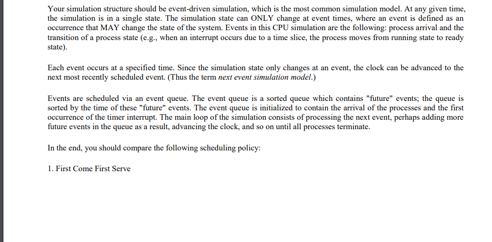 Topic 1 Simulation Cpu Scheduling Algorithms Comparison Overview In This Project You Ll Implement And Evaluate The F 2