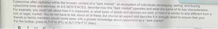 Cybercrime Often Operates Within The Broader Context Of A Dark Market An Ecosystem Of Individuals Developing Selling 1