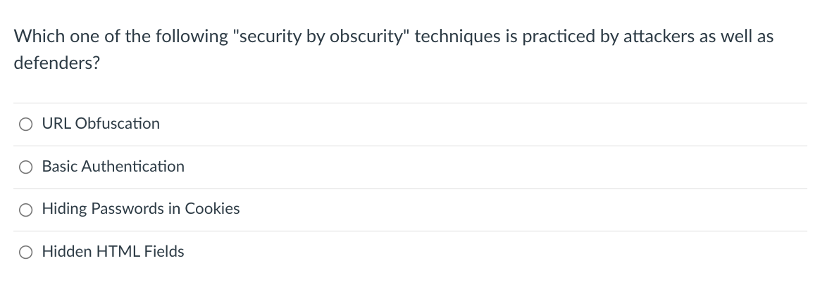 Which One Of The Following Security By Obscurity Techniques Is Practiced By Attackers As Well As Defenders O Url Obfu 1