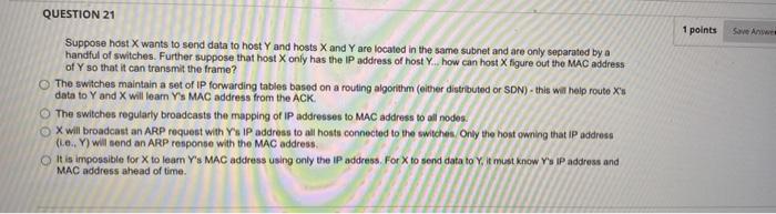 Question 19 1 Points Save Awe How Do Stations Using A Random Access Protocol For Multi Access Channels Generally Recover 2