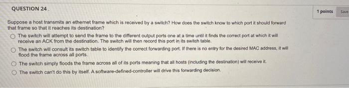 Question 22 1 Points Save A Which Of The Following Best Describes A Vlan The Ability To Consolidate Wired And Wireless 2