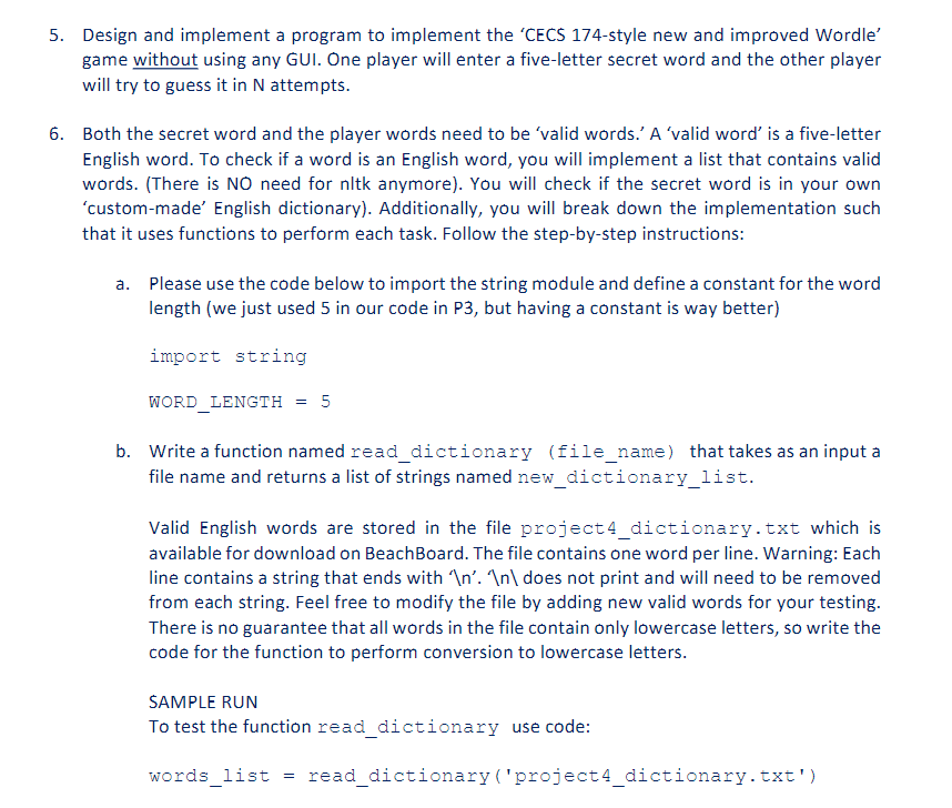 5 Design And Implement A Program To Implement The Cecs 174 Style New And Improved Wordle Game Without Using Any Gui 1