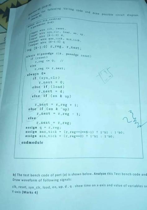 We The Following Vert Code And Draw Posti Tlcuit Diagram Www 10 Mark Ir Coter Pariter Aper Wire Etxeet Laurie 8 110 1