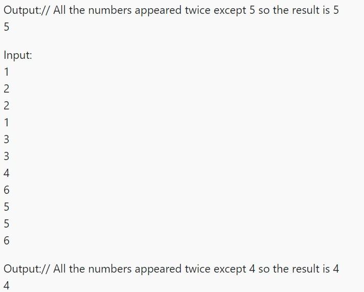 Not A Double Number Not A Double Number You Are Getting Input As 11 Numbers 1 To 6 All The Numbers Appear Twice Exce 2