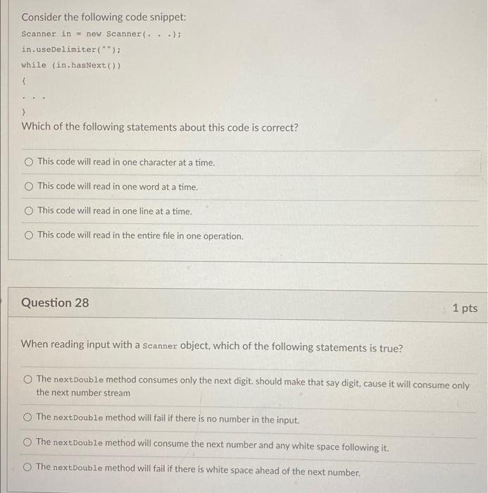 Question 30 When Reading Input With A Scanner Object Which Of The Following Statements Is True If There Is No Number A 2