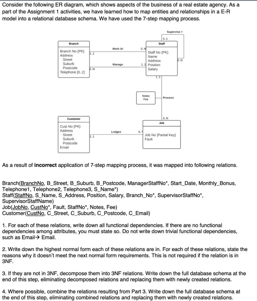 Consider The Following Er Diagram Which Shows Aspects Of The Business Of A Real Estate Agency As A Part Of The Assignm 1