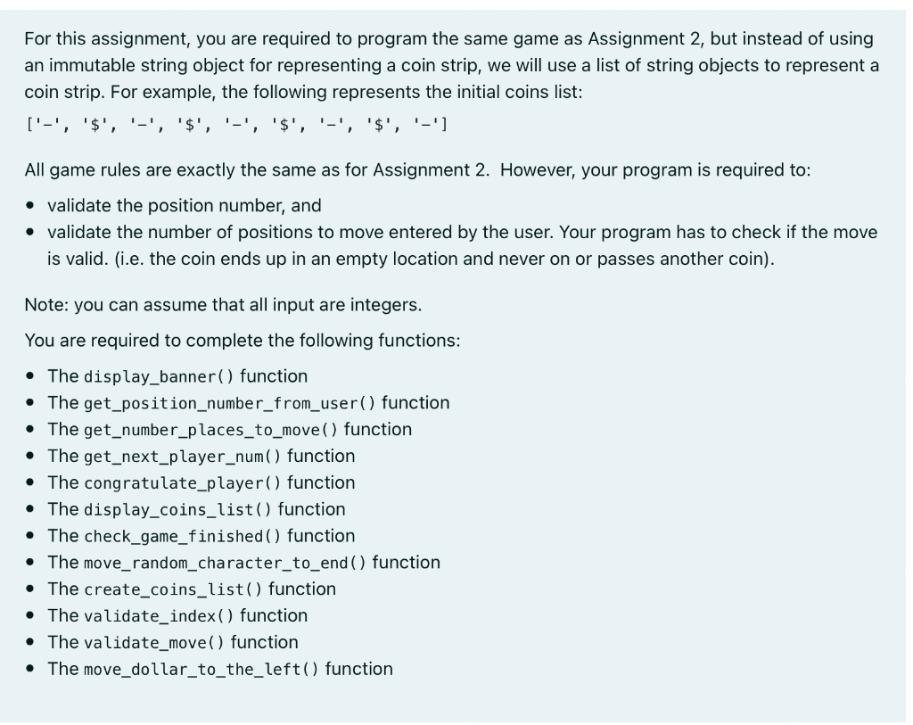 For This Assignment You Are Required To Program The Same Game As Assignment 2 But Instead Of Using An Immutable String 1