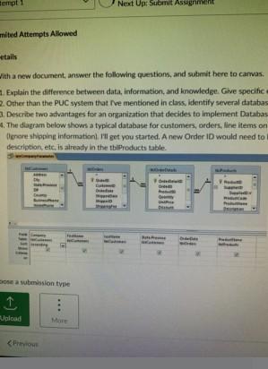Tempt Next Up Submit Assement Mited Attempts Allowed Etails With A New Document Answer The Following Questions And Su 1