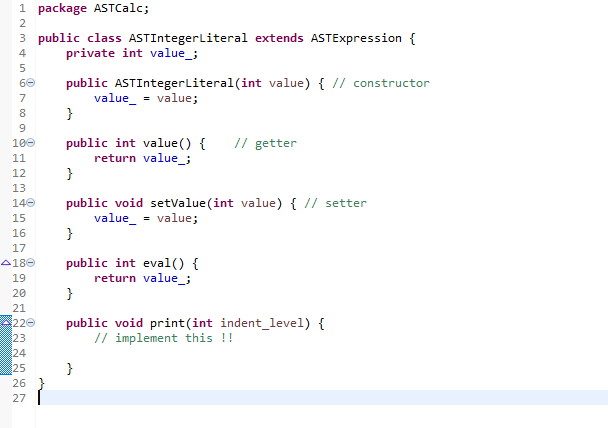 Implement Public Void Print Int Indent Level Method For Astintegerliteral And Astoperatorexpression Classes The Print 4