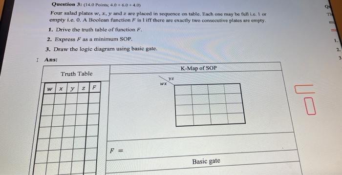 Ti Question 3 14 0 Points 4 0 6 0 4 0 Four Salad Plates W X Y And Are Placed In Sequence On Table Each One May B 1