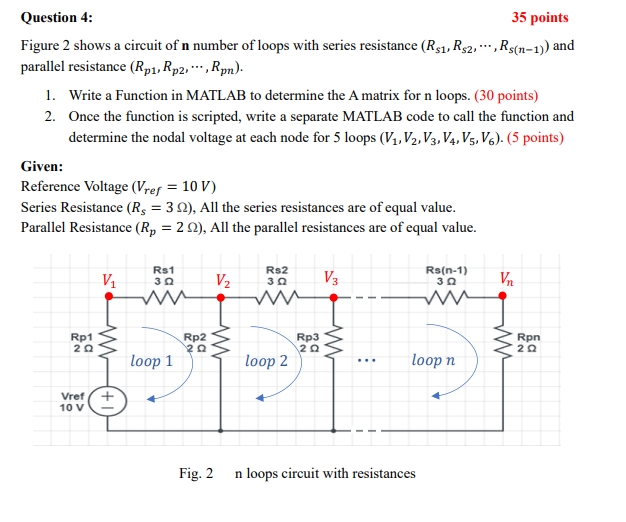 N Question 4 35 Points Figure 2 Shows A Circuit Of N Number Of Loops With Series Resistance Rs1 Rs2 Rs N 1 And 1