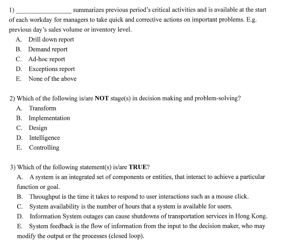 1 Summarizes Previous Period S Critical Activities And Is Available At The Start Of Each Workday For Managers To Take Q 1